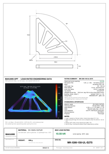 rated drawing sheet, MK-G90-150-UL-S275